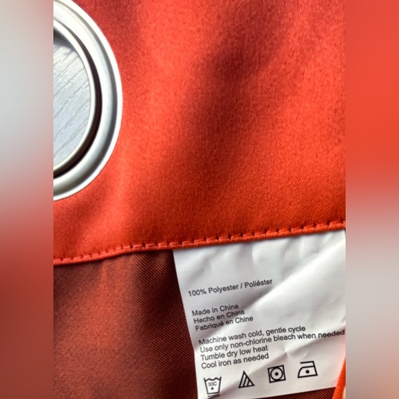 Like New 2 panels of window drapes 40x63” 2 tones tangerine 6 silver grommets - Picture 7 of 7